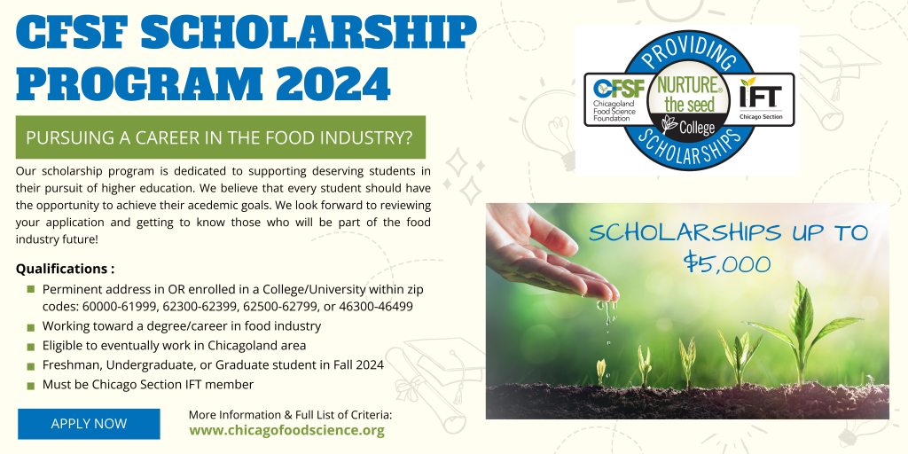 Scholarship Application 2024 Chicagoland Food Science Foundation   CFSF 2024 Scholarship Banner 1024x512 